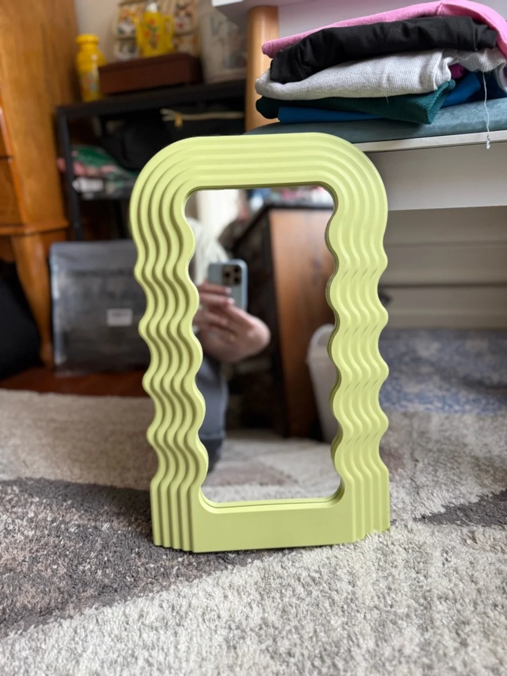 Funky green wavy mirror
